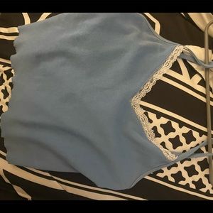 Blue lace crop top